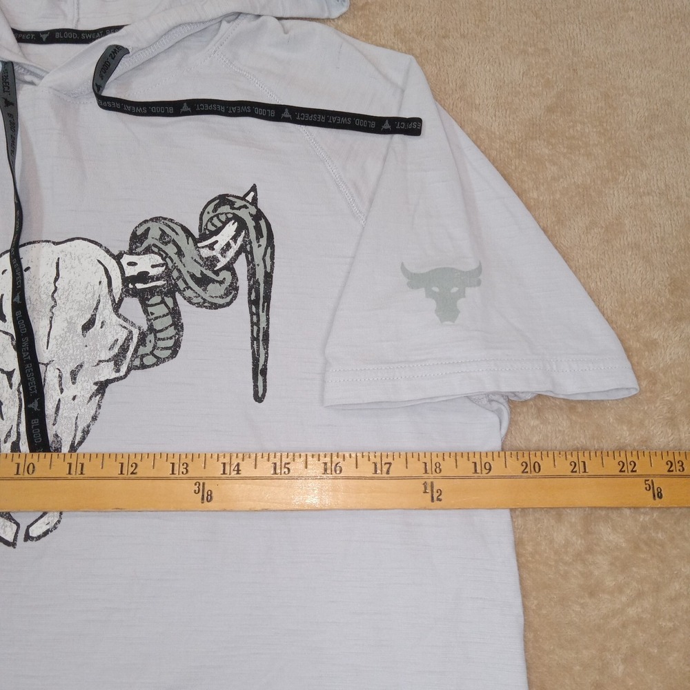 Under Armour Project Rock Hooded‎ Shirt Loose Fit Small Gray - Picture 10 of 12